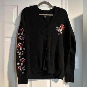 Black Mushroom Button Up Cardigan